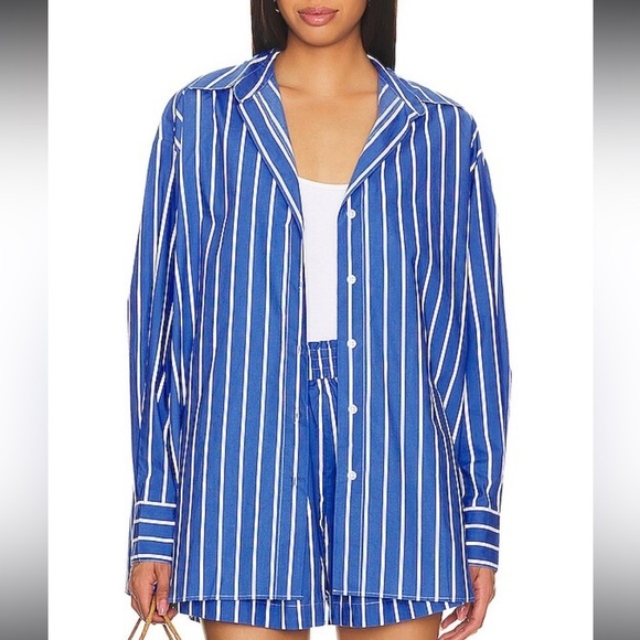 New with tags Daija Shirt in Adia Stripe Ocean Blue XL - Picture 2 of 8